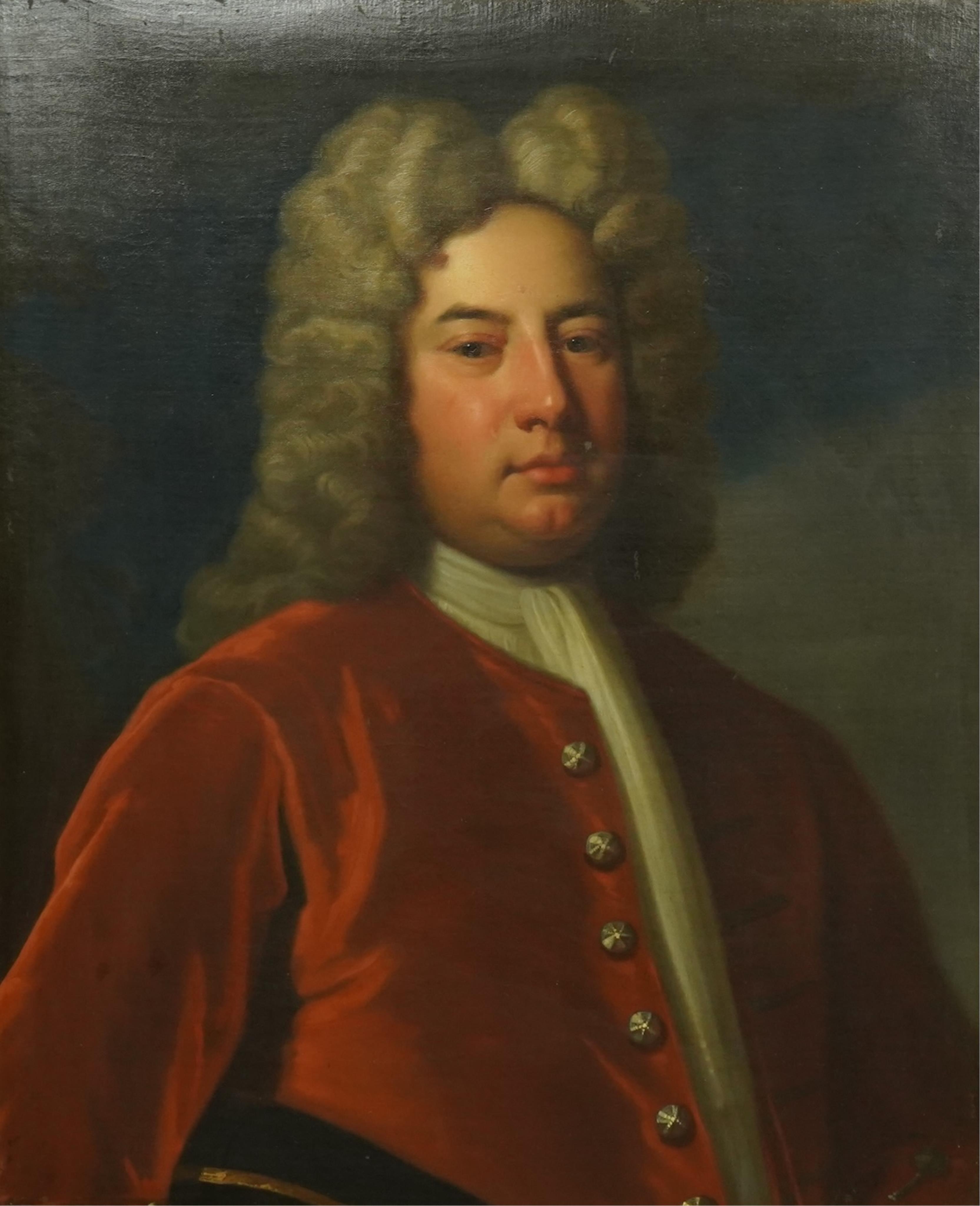 Follower of Sir Godfrey Kneller (English, 1646-1723), Portrait of Sir Philip John Jennings, Governor of Greenwich Hospital 1644, oil on canvas, 75 x 82cm